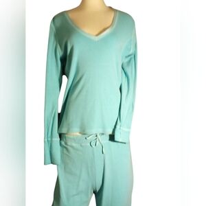 Fresh Produce - Teal Sweat Suit, Back Pockets,  Cropped Pants, Long Sleeves